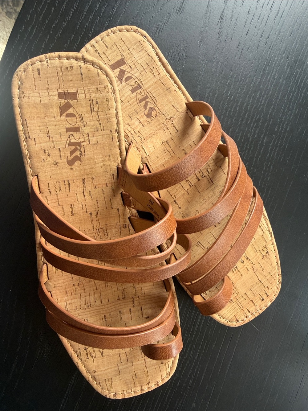 Kork-Ease Women's Tan Multi-Strap Cork Slide Sandals